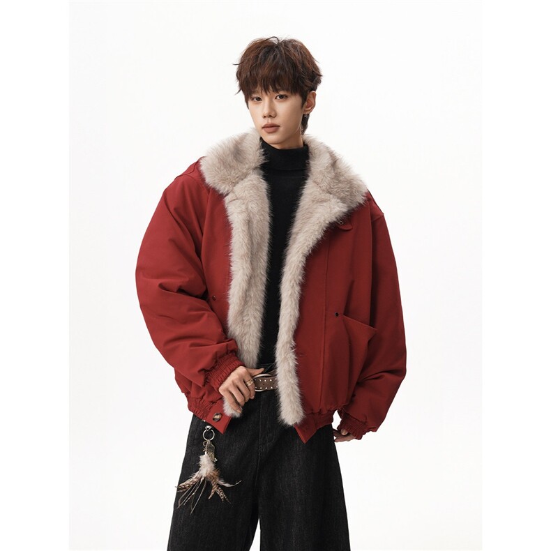 2026潮牌毛领棉服男女加绒加厚保暖宽松时尚外套冬季小众潮流棉衣，男装棉衣，星座715-4