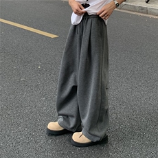 深灰色弯刀卫裤男秋季美式复古A字版型直筒裤子宽松慵懒风阔腿裤，男装休闲裤，电商D205
