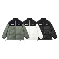 白底23冬季时尚百搭宽松字母印花PU皮棉服外套MY6402P115控158，男装棉衣，电商A268-1