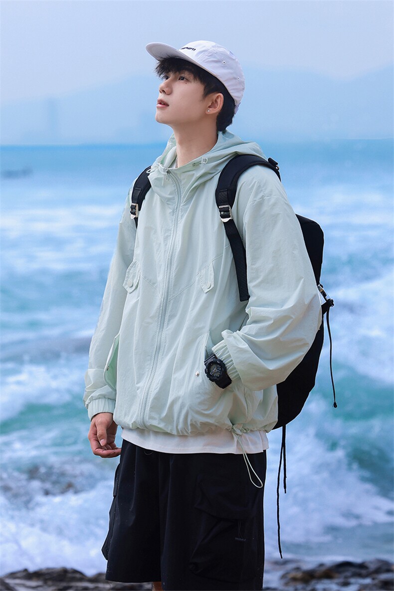 【UPF50+防晒服】X2380-TP45控价78夏季户外防紫外线薄连帽外套,男装夹克,电商A102-1