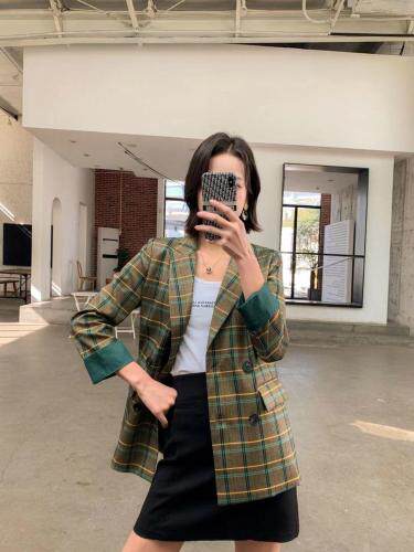 2021年春款休闲格子西装，女装西装，圣伊敏