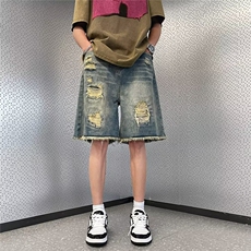 夏季高质量休闲破洞牛仔短裤DK619P40，男装牛仔裤，星座1013
