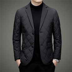 羽绒服男士西装冬季加厚保暖上衣新款中年商务休闲白鸭绒西服外套，男装羽绒服，电商B212（原钱塘6029）