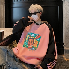 抖音得物供货提供视频秋冬重磅美式宽松织带圆领卫衣0730，男装卫衣，电商A486