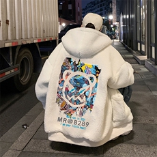 恶魔印花青少年加厚加绒宽松连帽羊羔毛棉衣外套MY777-P125，男装棉衣，电商B289