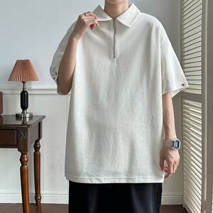 DT80-P33夏季新款宽松纯色翻领短袖T恤男士港风痞帅POLO衫男上衣图片
