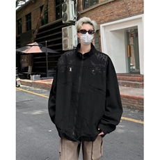 复古披荆斩棘短款牛仔外套男春秋潮流设计感小众情侣高街夹克，男装工装外套，星座716-2