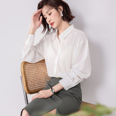 夏季气质宽松打底纯色衬衫，女装衬衫，纳驰羊绒