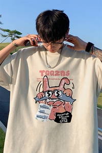 量大优 供视频 重磅麂皮绒短袖t恤男 JT534-特p19图片