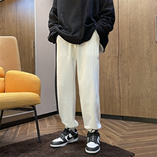 703-K285-P55冬季纯棉基础款束脚加绒卫裤M-5XL，男装休闲裤，星座703