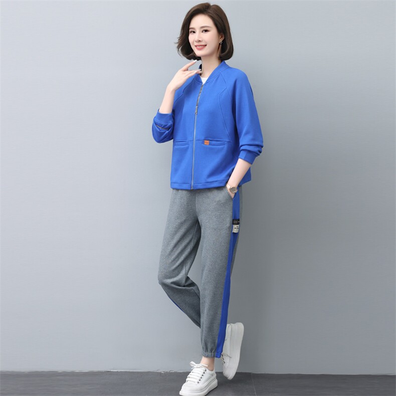 运动服套装女春秋2023年秋装新款时尚妈妈洋气卫衣秋季休闲两件套,女装套装/套裙,依恋蒂丝