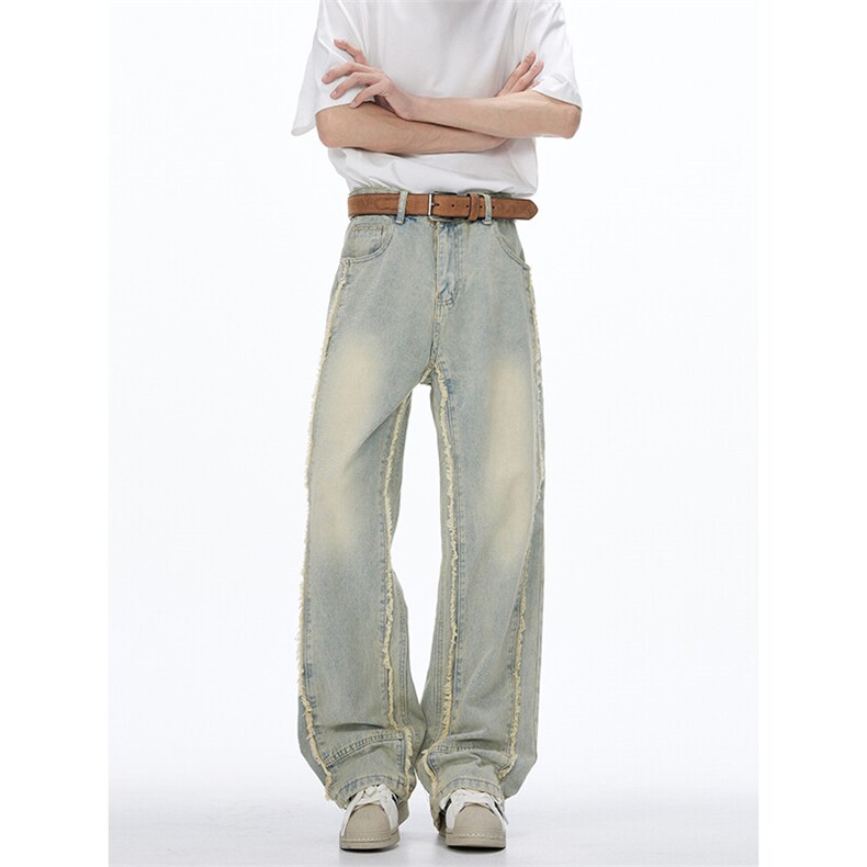 现货美式高街vibe重工艺高质量复古ins毛边牛仔裤78，男装牛仔裤，星座301D-2(原星座1004-1）