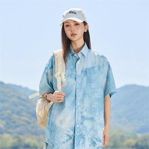短袖衬衫新款夏季设计感扎染宽松休闲女款衬衣 A406 C6050 特P38图片