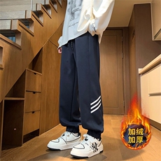 加绒加厚冬新款潮流韩版纯色百搭休闲裤宽松束脚长裤JRKZ9120P-50，男装休闲裤，电商A128