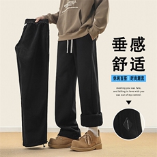 加绒加厚休闲运动裤潮牌宽松直筒百搭舒适长裤X1692加绒特批49，男装休闲裤，星座718