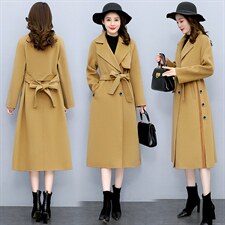 2024年冬季新款双面羊绒手工缝制气质时尚长款羊毛呢外套，女装双面呢，妙形