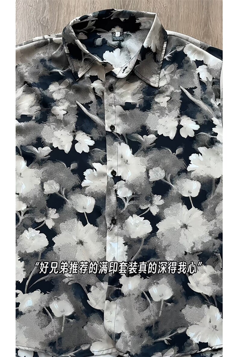 短袖衬衫男+短裤男套装男100%聚酯纤维M-5XL大码TZ78723P50控98,男装牛仔裤,星座226-1