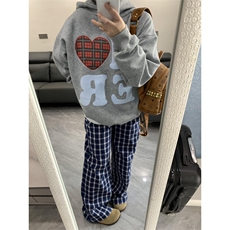 【有货】X814HH-特P50蓝色格子阔腿裤男女美式复古hiphop裤子宽松，男装休闲裤，星座1007（原301D）