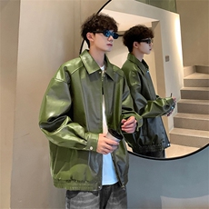 春季新款港风复古皮衣vibe风休闲宽松皮夹克男Q2499-TP5588，男装夹克，电商A102
