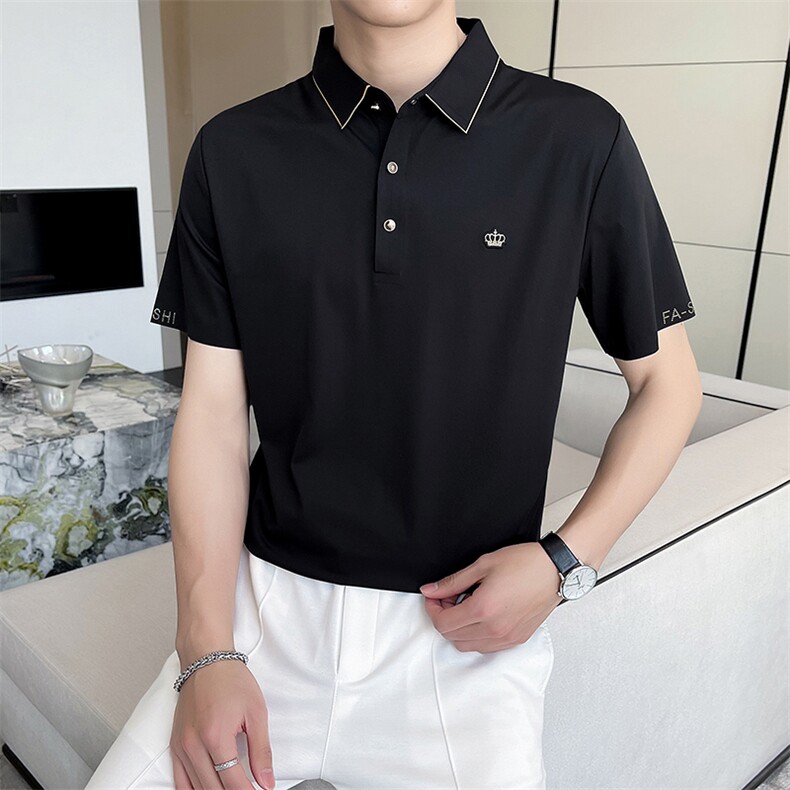 POLO衫男士夏季薄款翻领短袖t恤韩版潮流宽松休闲半袖保罗衫上衣图片