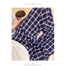 AK2313-P50格子阔腿裤2025新款高腰休闲宽松格纹山本裤，女装休闲裤，星座617A-2