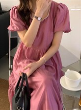 法式泡泡袖连衣裙夏季设计感众温柔高级感初恋裙子，女装连衣裙，香丽迪1