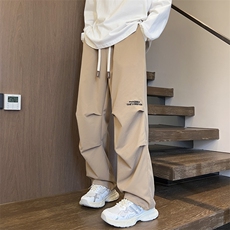 主推休闲裤男裤子港风宽松刺绣阔腿裤416B-1-KL686-P50限68，男装休闲裤，星座416B-1