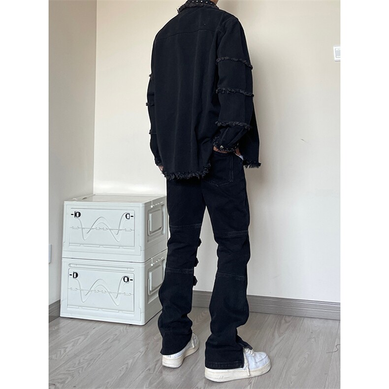 B221美式ins高街暗黑小众个性微喇牛仔裤LK23018-P65控88,男装牛仔裤,电商B221