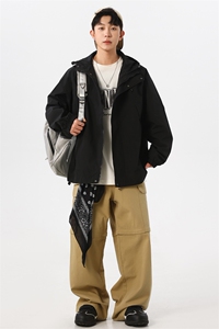 新夹克连帽男士休闲百搭防风户外春秋冲锋衣外套夹克上衣2588-P48图片
