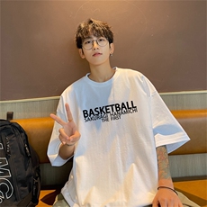 特P19控38230g重磅纯棉灌篮高手印花港风短袖t恤男DT3139，男装T恤，电商B370