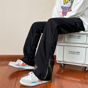 B221 2022秋装新款 美式ins高街拉链弹力牛仔裤 LK22049-P60 控78图片