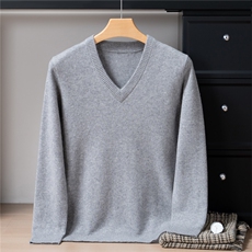 2025年秋季长袖青春流行套头V领时尚百搭通勤，男装针织衫/毛衣，戎禾素
