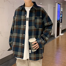 2025秋冬港风长袖格子衬衫学生衬衣校服班服CS2000/特P28蓝色2，男装衬衫，电商A094