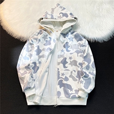 美式高街双帽迷彩鲨鱼拉链卫衣外套女春秋款hiphop潮牌情侣款卫衣，女装短外套，星座302B