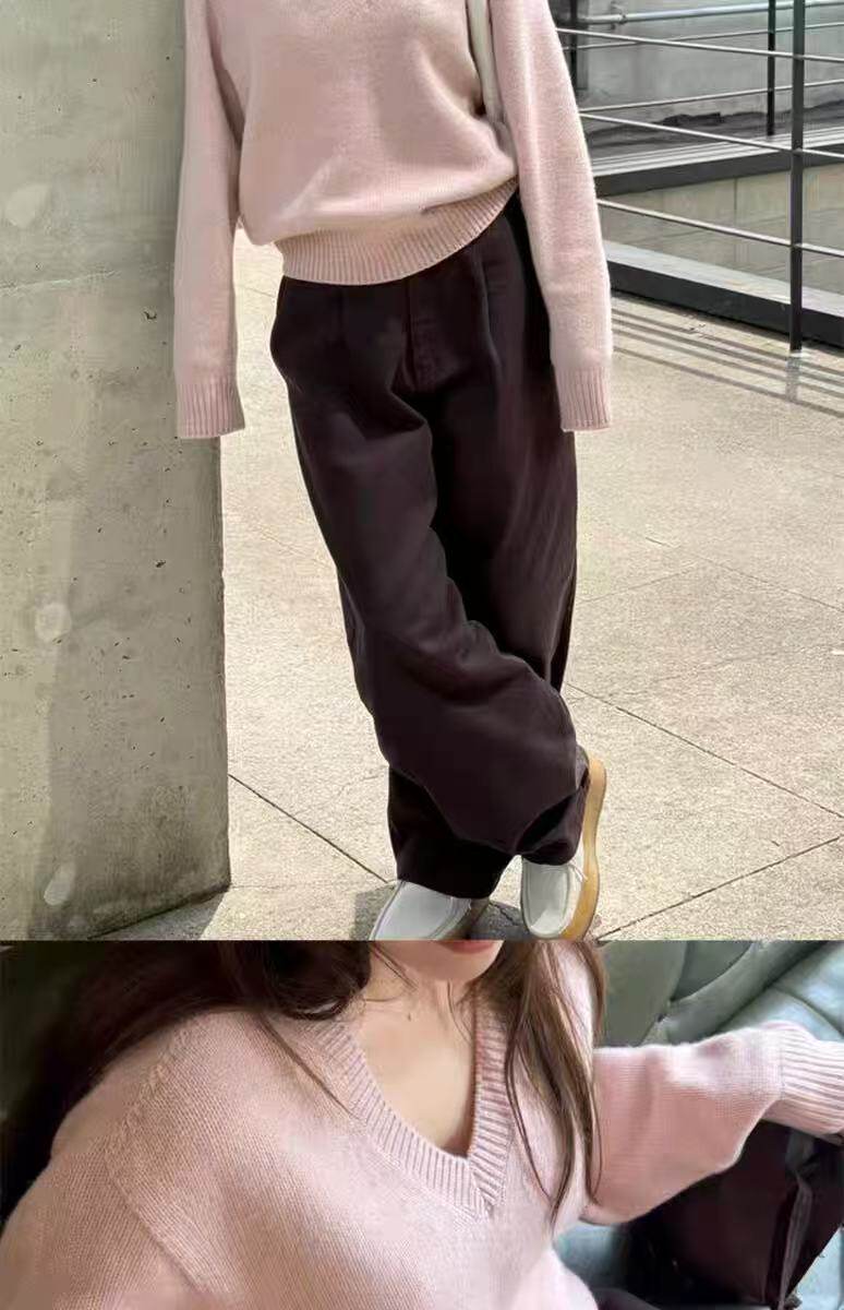 女士2025年秋季长袖V领,针织衫/毛衣,百纯羊绒