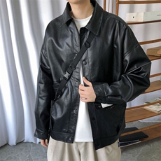 现货-春装皮衣外套男PU机车服皮夹克上衣2025新款A560p95加绒105，男装夹克，电商A351