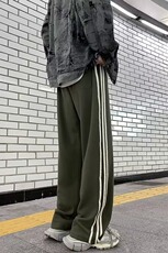 美式hiphop裤子ins高街潮条纹运动卫裤男宽松直筒阔腿裤HK129-P38，男装休闲裤，星座1008