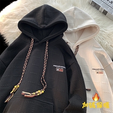23秋冬加绒加厚连帽卫衣方格美式复古卫衣YT07P60加绒65，男装卫衣，星座712