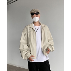 春秋季小众解构立领设计皮夹克男复古设计高级感垫肩机车外套短款，男装夹克，星座410-7