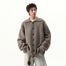 春秋针织毛衣cleanfit翻领慵懒老钱风开衫休闲外套MY0588-P58，男装针织衫/毛衣，星座308B-2