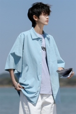 8XL-M亚麻短袖衬衫男夏薄款宽松休闲百搭大码半袖衬衣DC28002P50，男装衬衫，电商B312