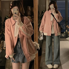 减龄撞色夹克外套女2025春秋季新款韩版宽松棒球服上衣C728-88，男装夹克，星座911-2(原星座613-2）