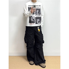 高街潮牌字母长袖T恤男女春秋纯棉宽松慵懒风圆领上衣，男装T恤，星座516A