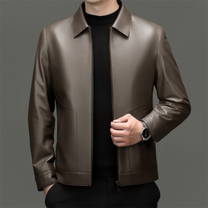 DLSN-D25162秋款海宁男式绵羊皮皮真皮皮衣男翻领修身休闲夹克图片