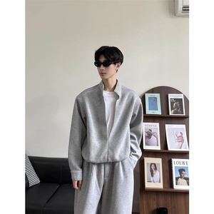 现货 假两件层次感重磅立领卫衣套装 上衣W202-P60 卫裤KK303-P50图片