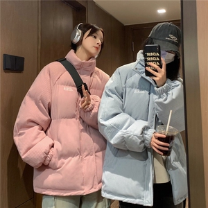 EQ355 灯芯绒字母条棉衣外套男女学生冬季加厚面包服2024新款棉服图片