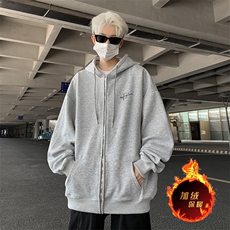 抖音得物高品质360G重磅阔版宽松光版纯色连帽卫衣外套KS162特P45，女装短外套，电商A486