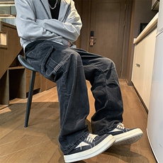 A408-1-23KG60415-P65-X89-M-3XL美式复古高街水洗工装直筒牛仔，男装工装外套，电商A408