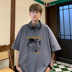 量大优供抖音视频支持得物配合二开美式满天星亮片短袖T恤MTX355，男装T恤，电商A486