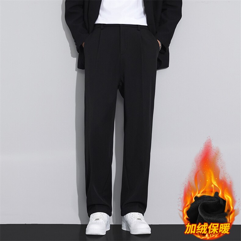 加绒加厚休闲裤男冬季小西裤垂顺韩系通勤直筒裤子JR819-P45,男装西裤,星座610（原A335）